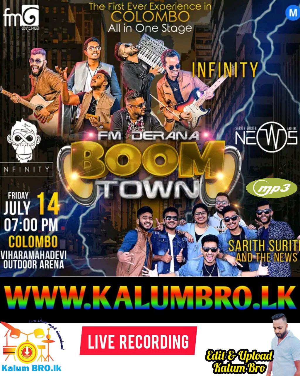 INFINITY VS SARITH SURITH WITH NEWS LIVE IN FM DERANA BOOM TOWN COLOMBO VIHARAMAHADEVI 2023-07-14